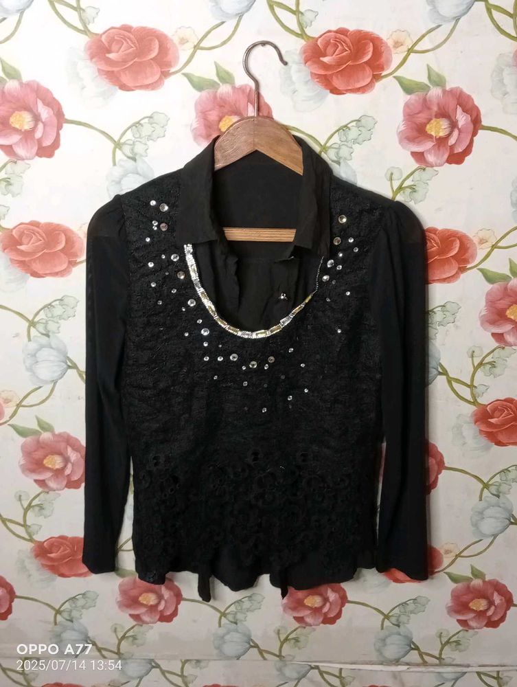 Black Embellished Top