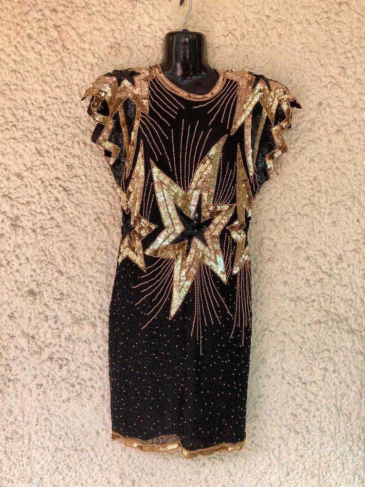 STAR STUDDED BEADED CUT DANA DRESS