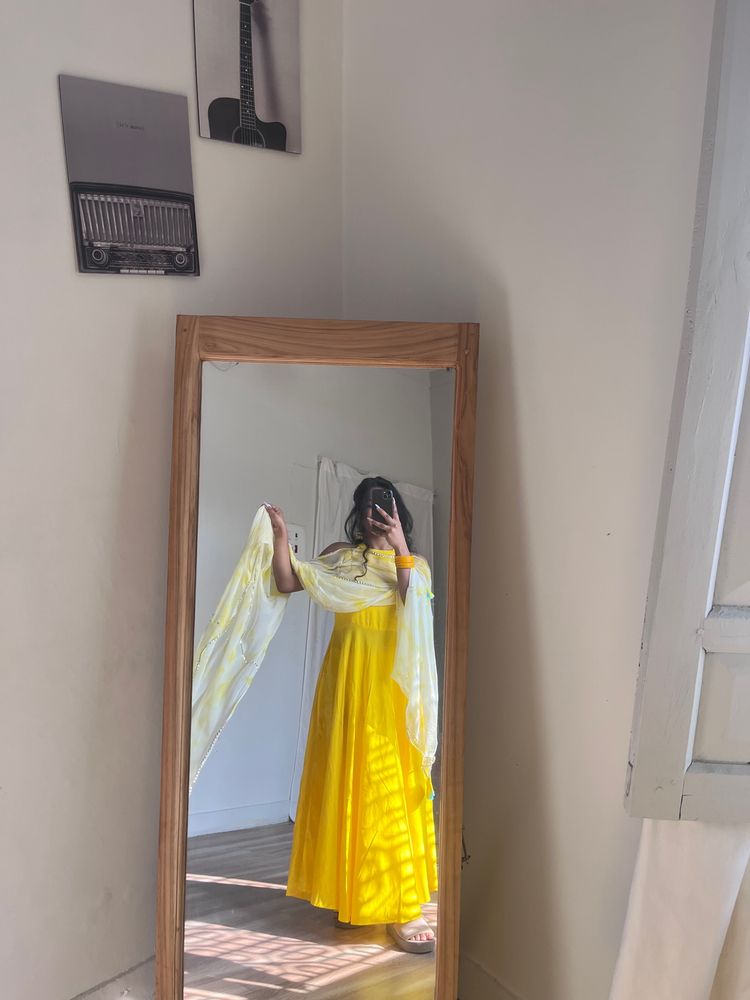 Yellow Maxi Dress with Scarf