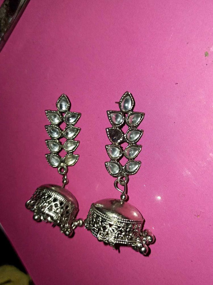 Silver Jhumka Earrings