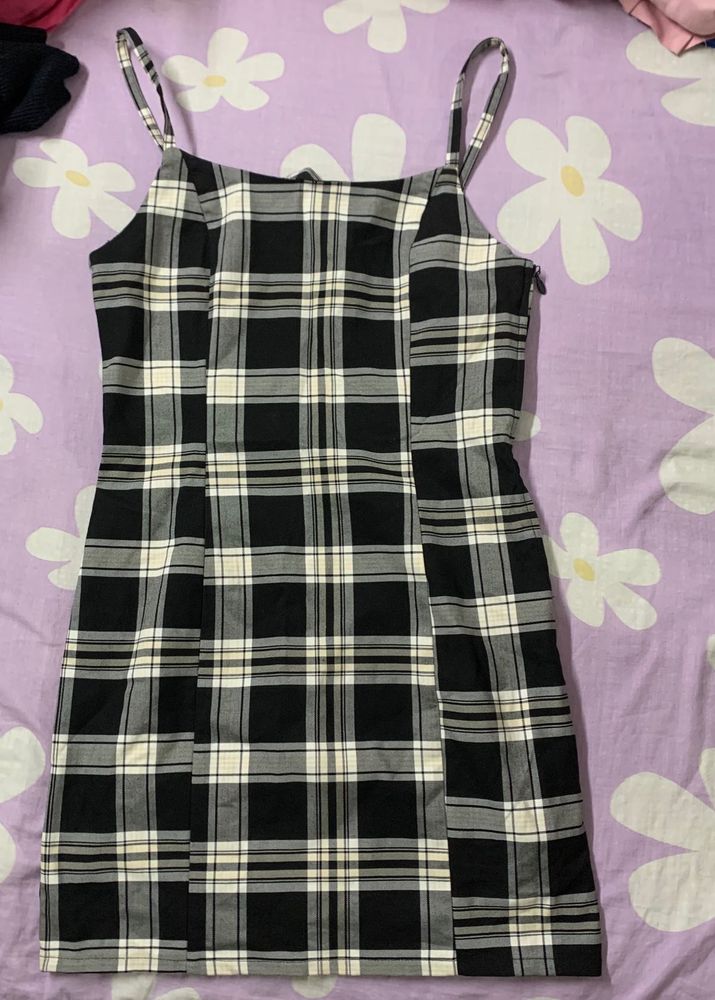 Checked Black Dress