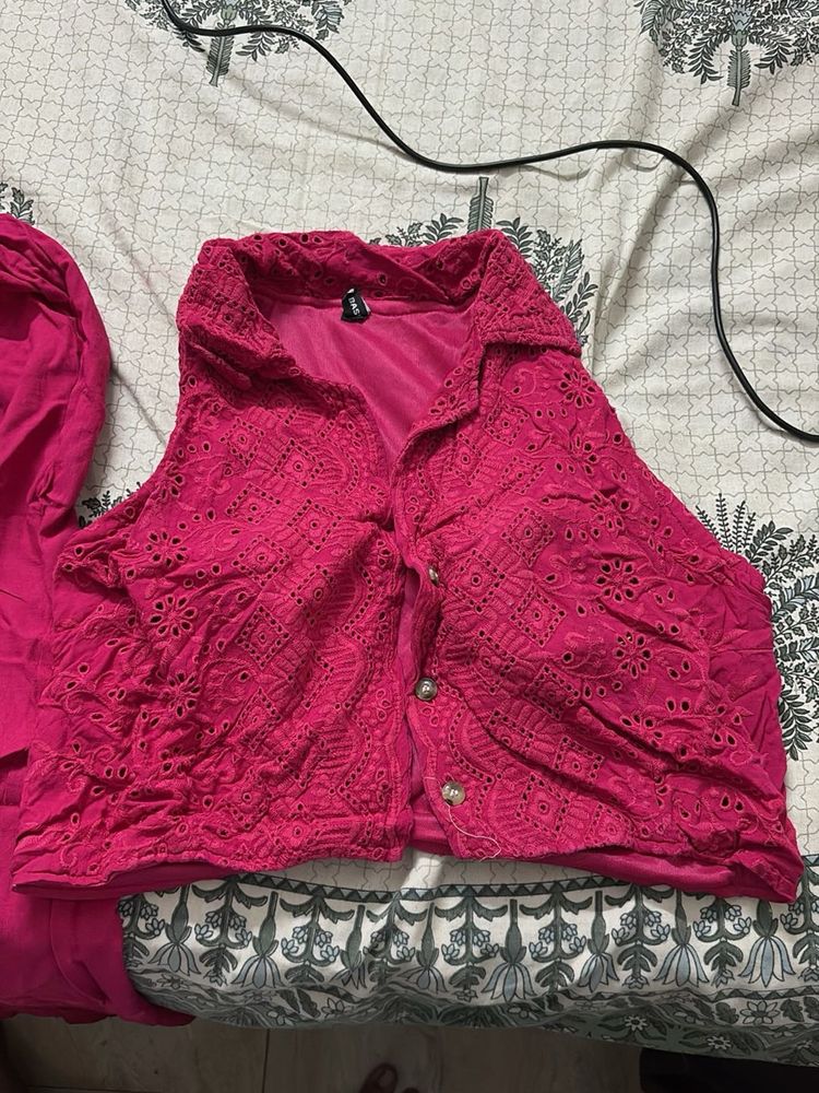 Hot Pink Eyelet Co Ord