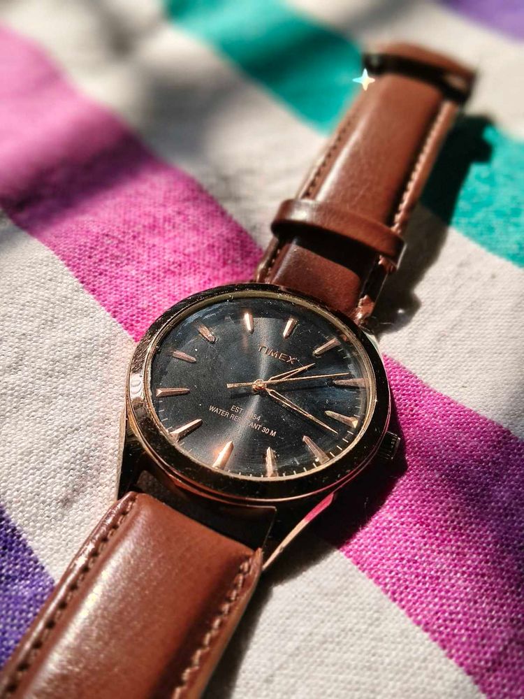 Timex Brown Leather Strap Watch