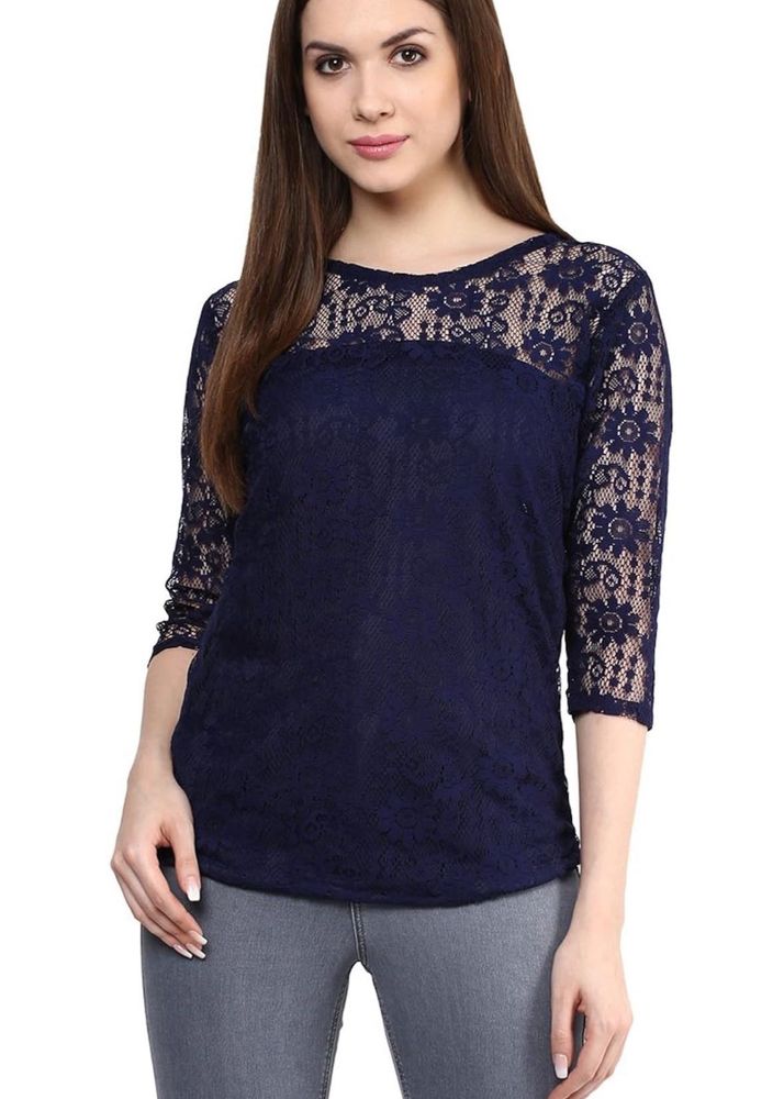 Mayra Women’s Navy Net Top