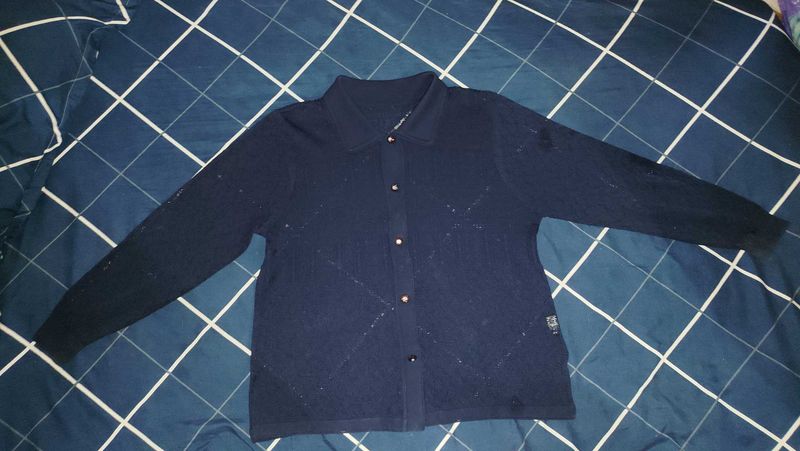 Navy Blue Knit Cardigan