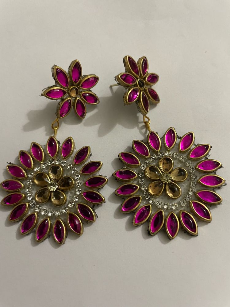 Pink Flower Earrings