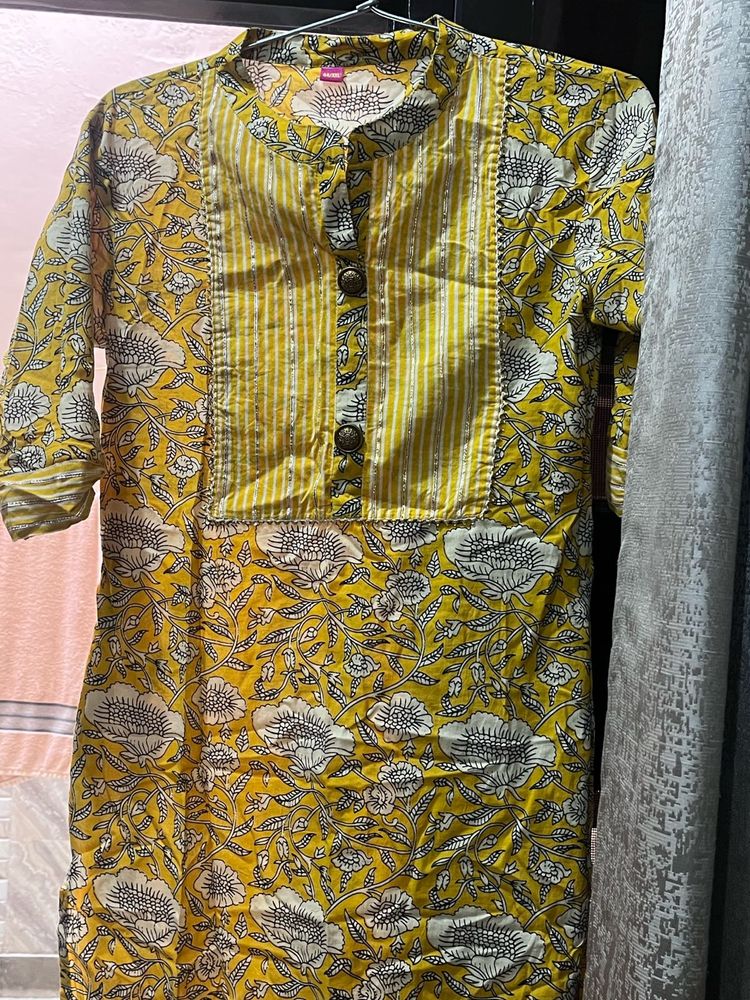 Mustard Kurti And Skirt Set