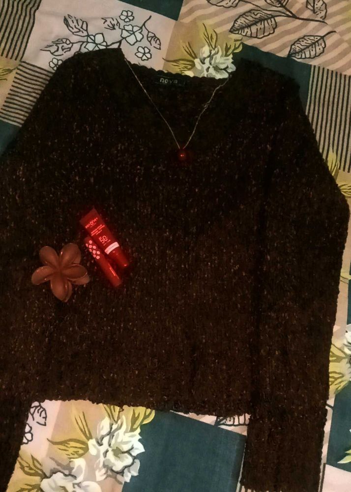 Stylish Brown Knit Sweater