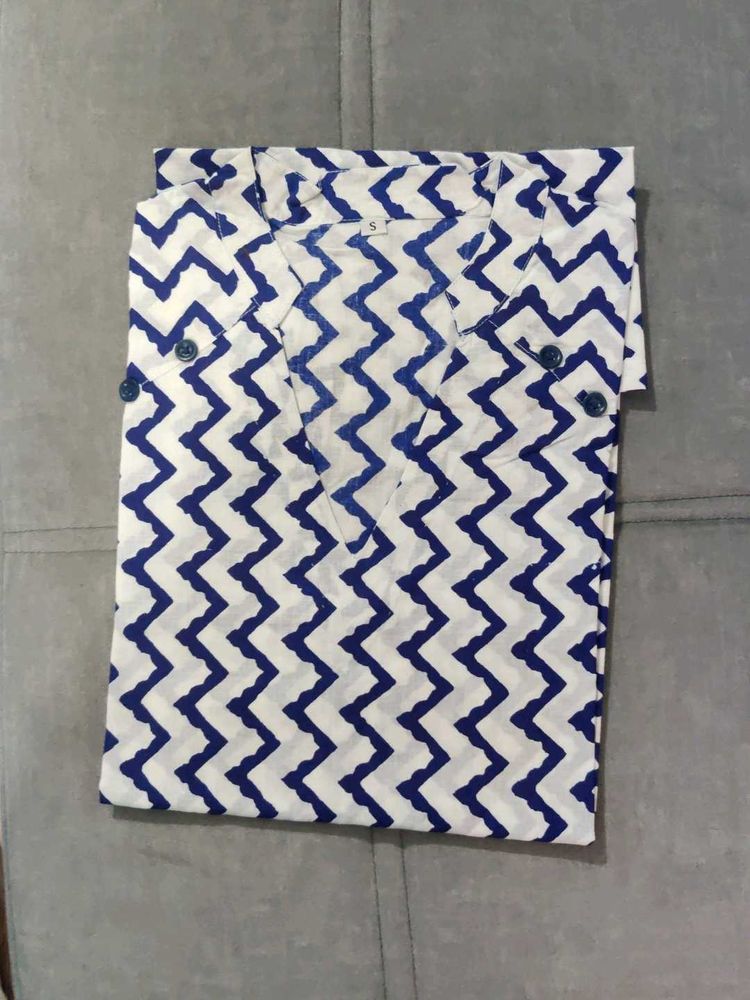 Blue Striped Shirt Kurti