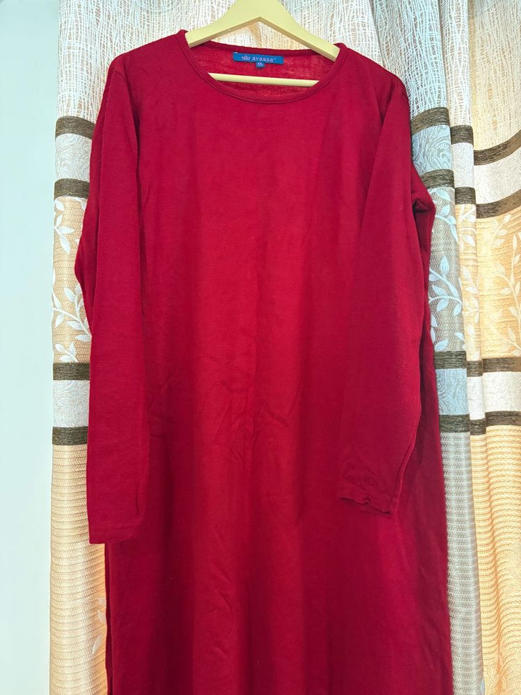 Elegant Red Long Sleeve Dress