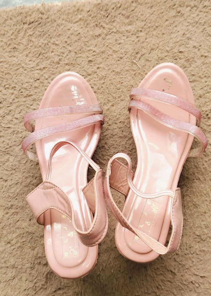 Pink Glitter Strap Sandals