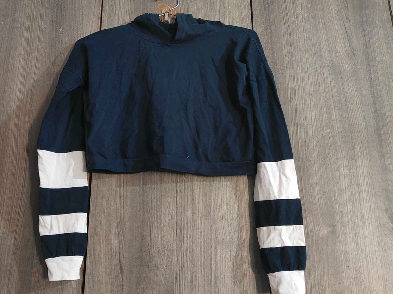 Striped Sleeve Crop Top