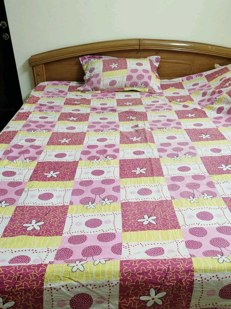 Floral Single Bedsheet With One Pillow Cover