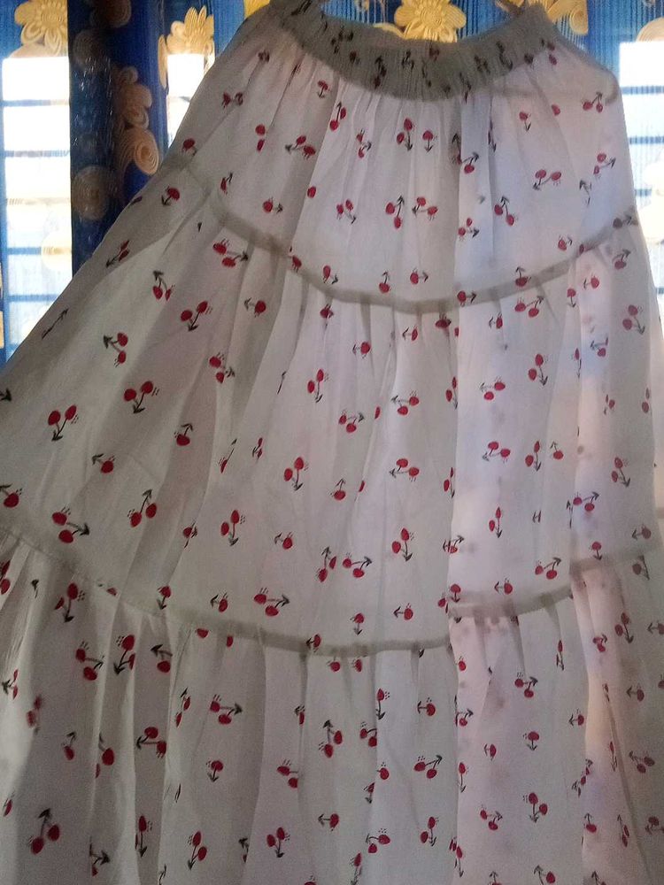 Tiered Cherry Print Skirt