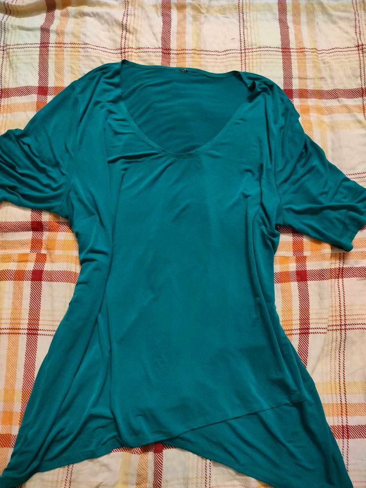 Teal Asymmetrical Hem Tunic