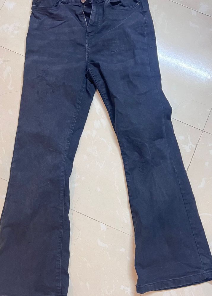 Flared black denim
