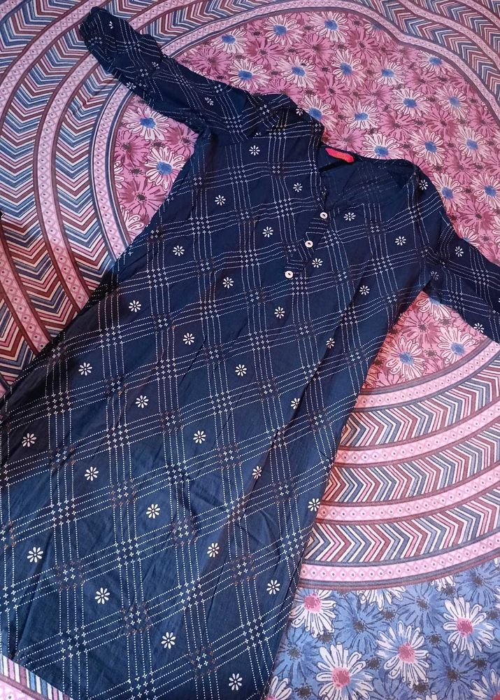 Navy Blue Bandhni Print Kurti