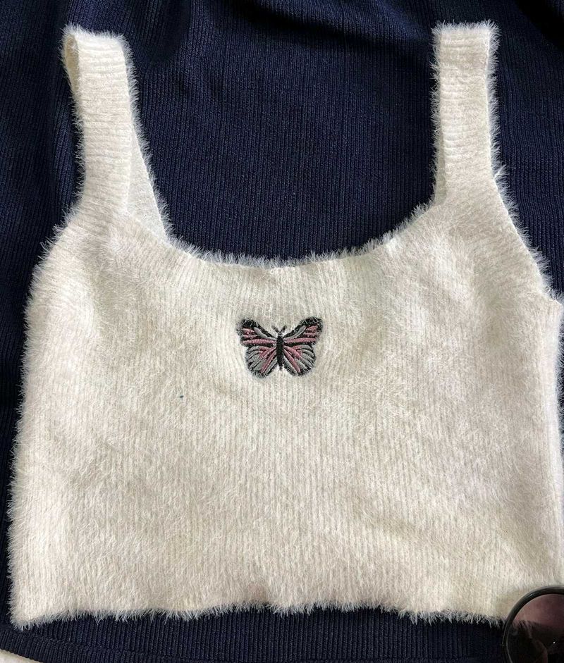 White Furry Inner Top