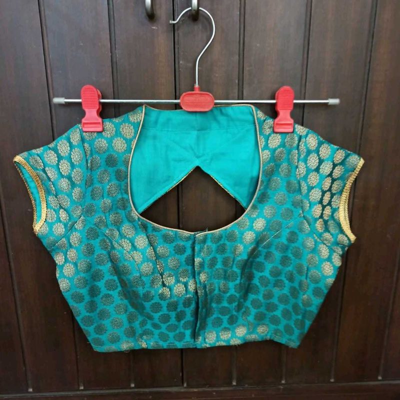 Elegant Teal Brocade Blouse