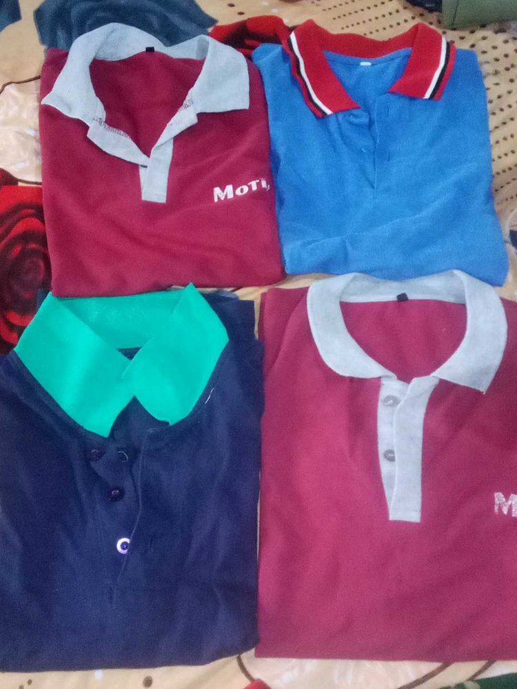 Blue Polo with Red and White Trim