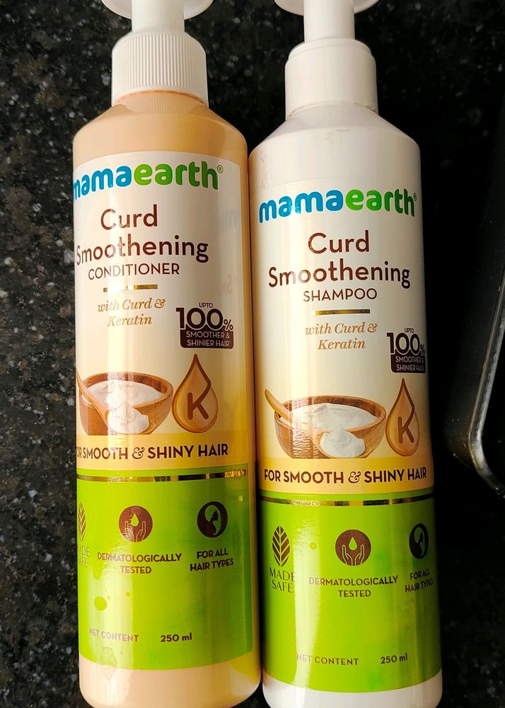 1. Mamaearth Curd Smoothening shampoo 2. Mamaearth Curd smoothening Conditioner