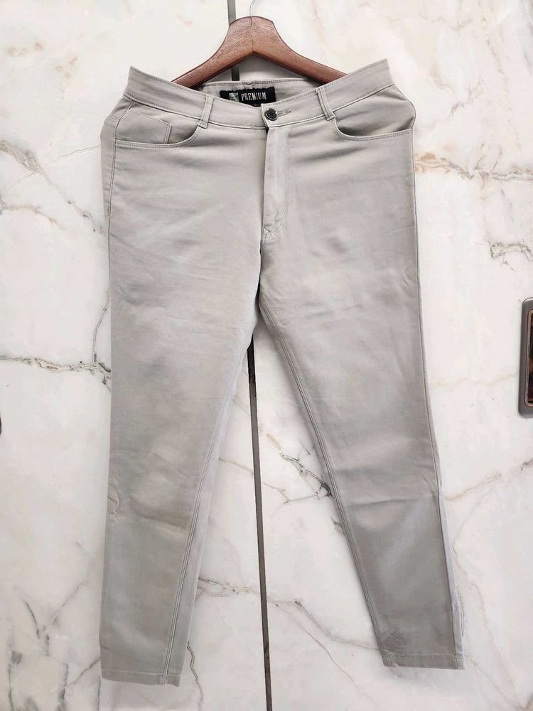grey cotton mid waist trouser