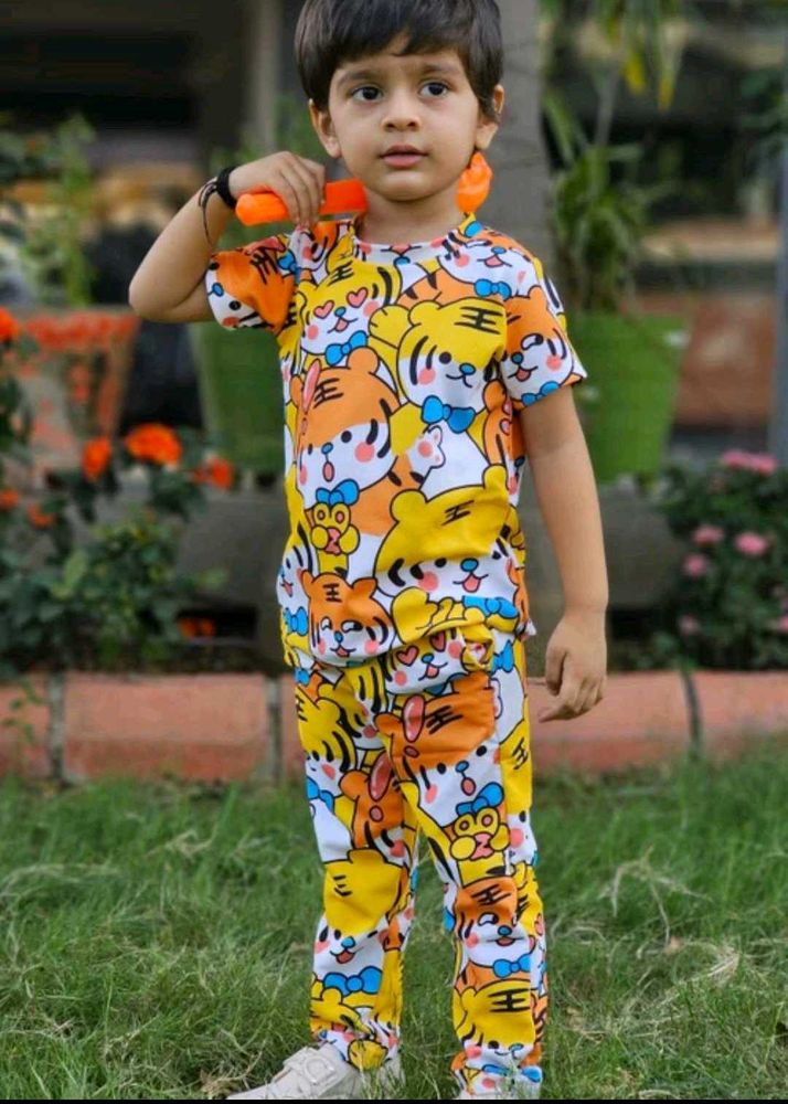 Cute Cartoon Print Kids Clothing Set