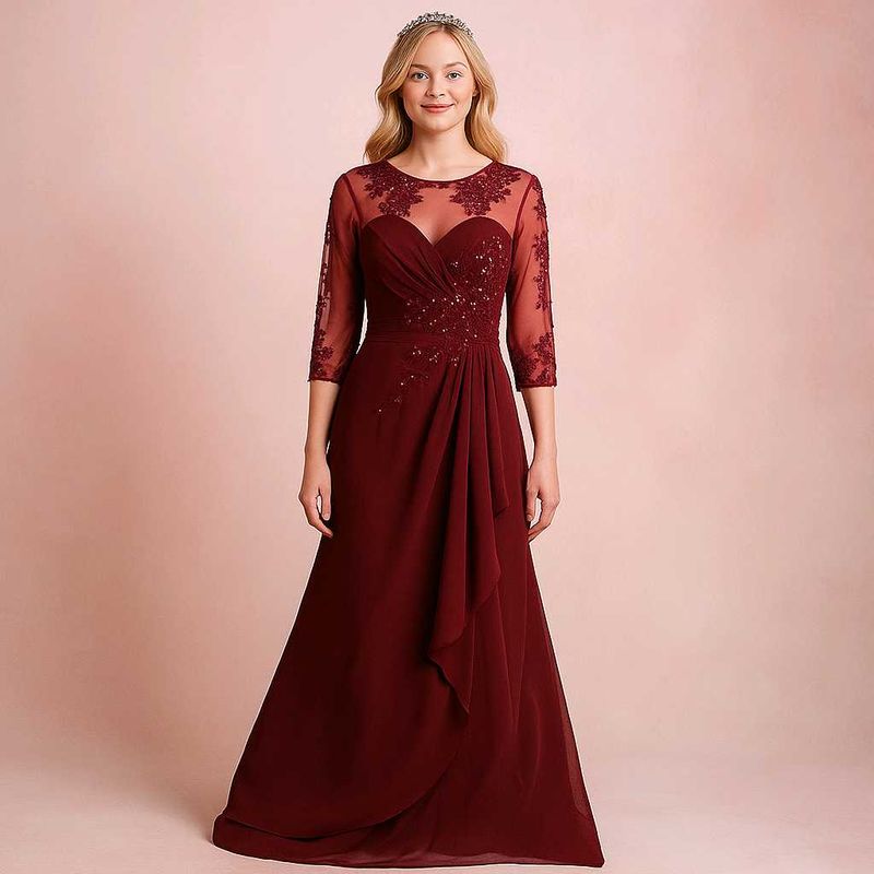 Elegant Maroon Evening Gown