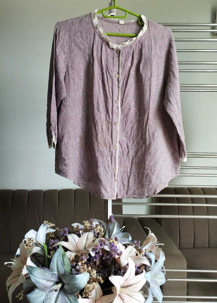 Linen Blend Button-Down Top