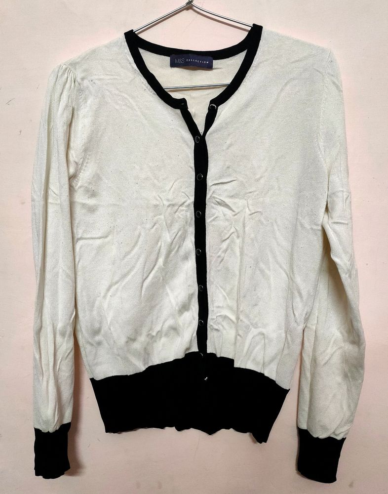 Black &amp; White Winter Top cum Shrug