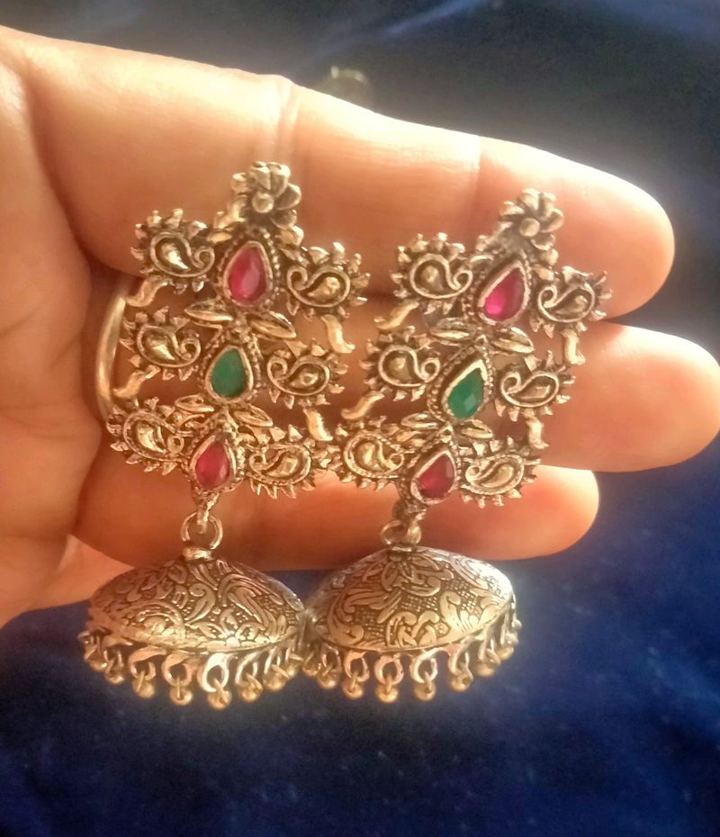 Silver Jhumka for ethnic wear