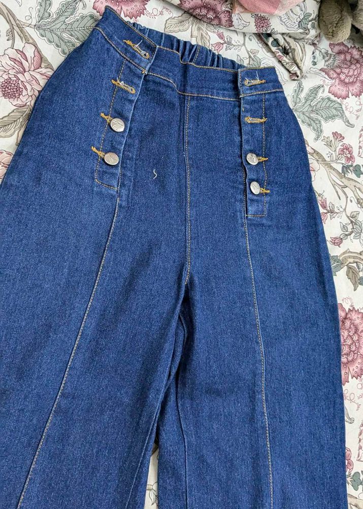 High Waist Navy Blue Jeans