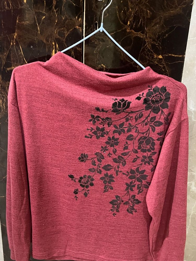 Y2K style floral high neck top
