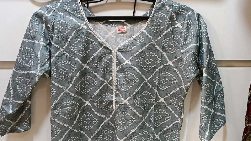 Elegant Grey Printed Kurta