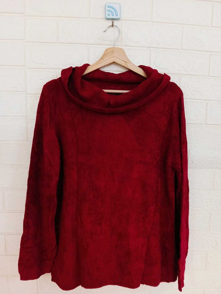 Burgundy Cowl Neck Sweater