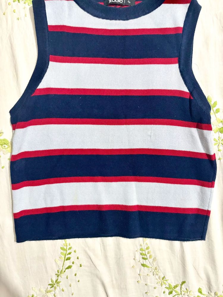 Striped Sleeveless Crop Top💞