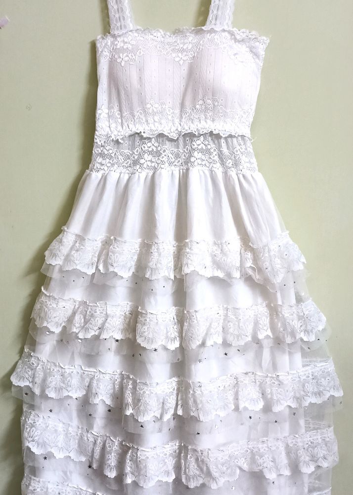 💕⛈️STARS &amp; MOON WHITE Y2k VINTAGE MIDI