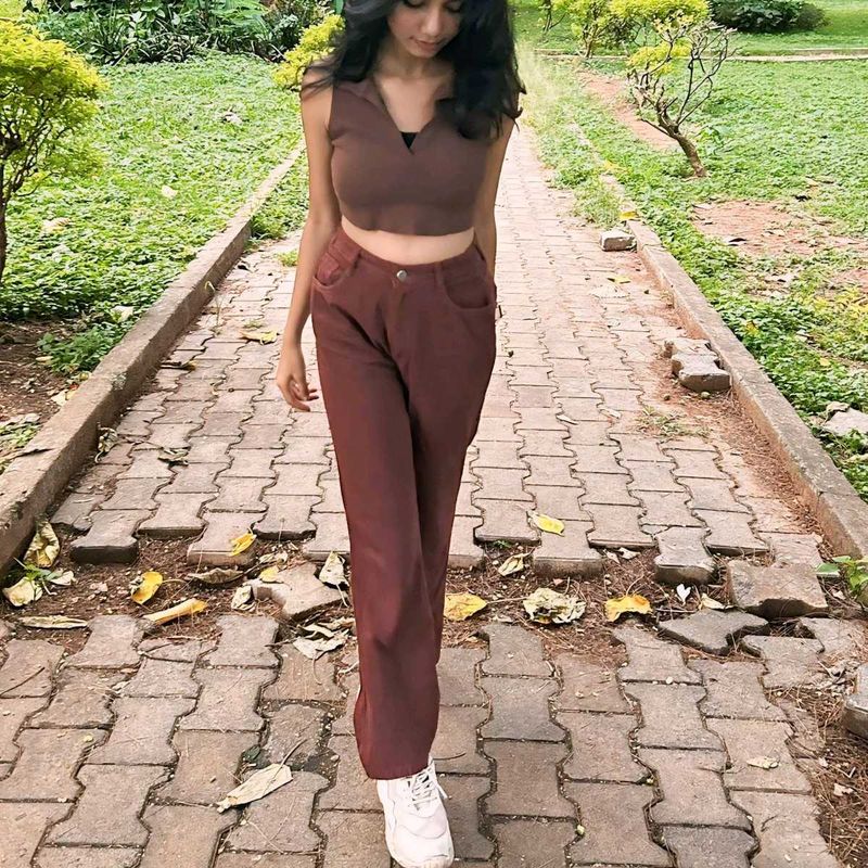 Brown Straight Leg Pants