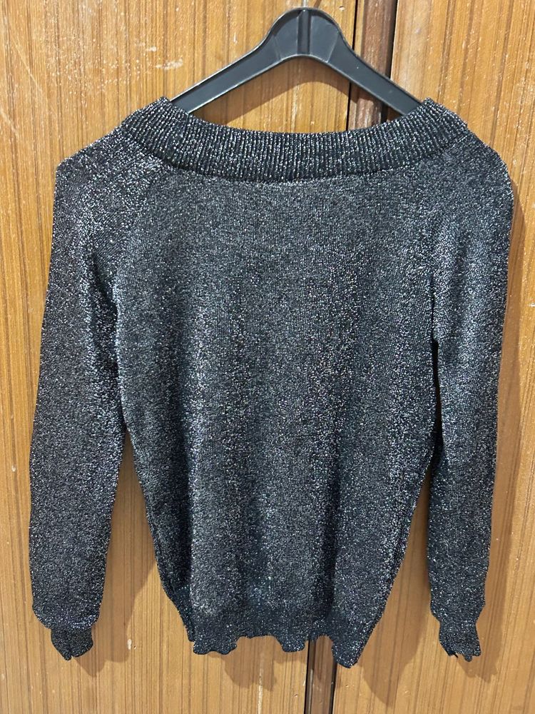 Sparkly Silver Knit Top