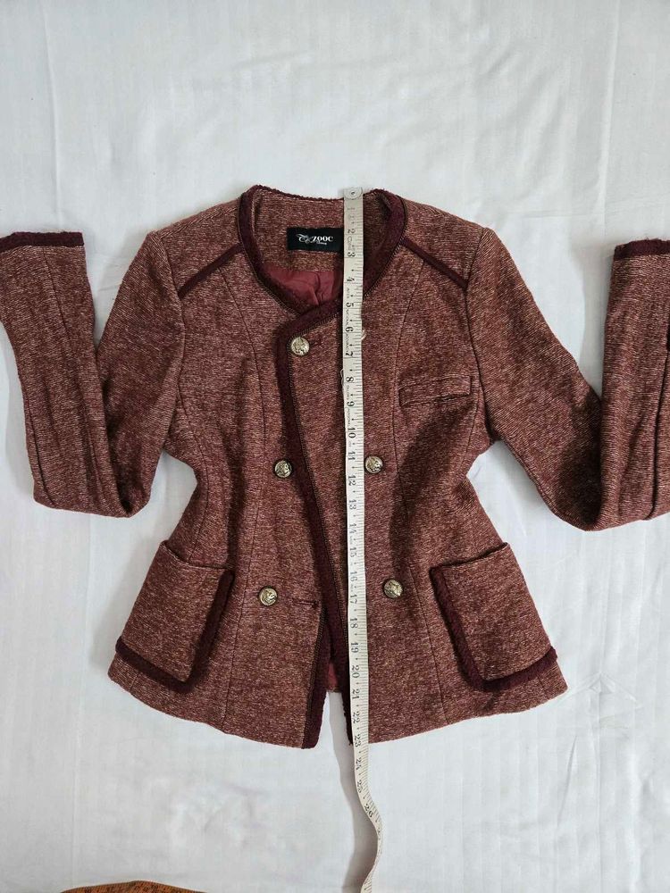 Burgundy Double-Breasted Blazer bust 34