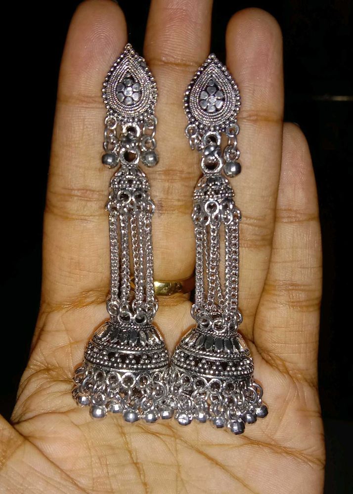 Silver Jhumka Earrings