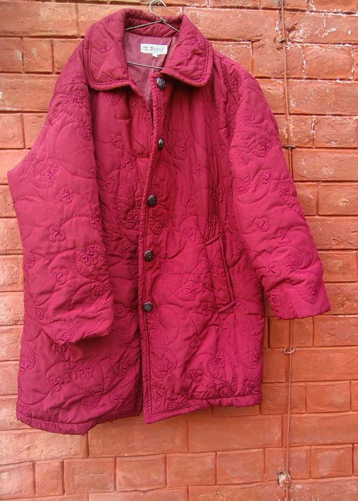 Burgundy Quilted Coat