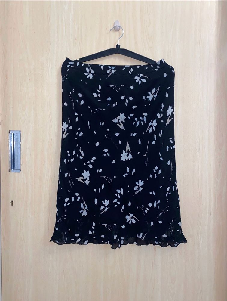 Black Floral Midi Skirt