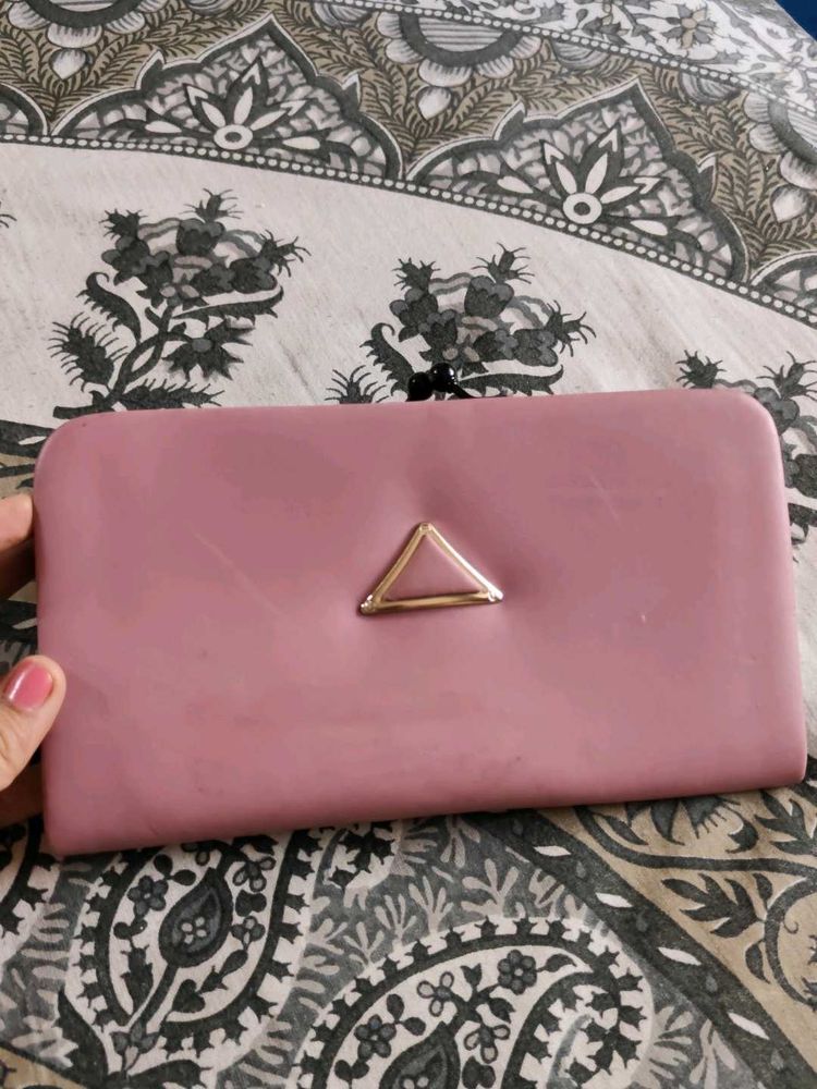 Pink Clutch with Gold Accent