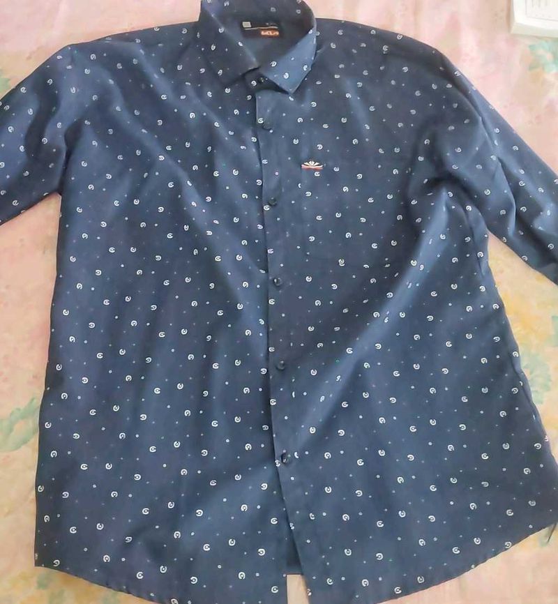 Patterned Blue Casual Shirt
