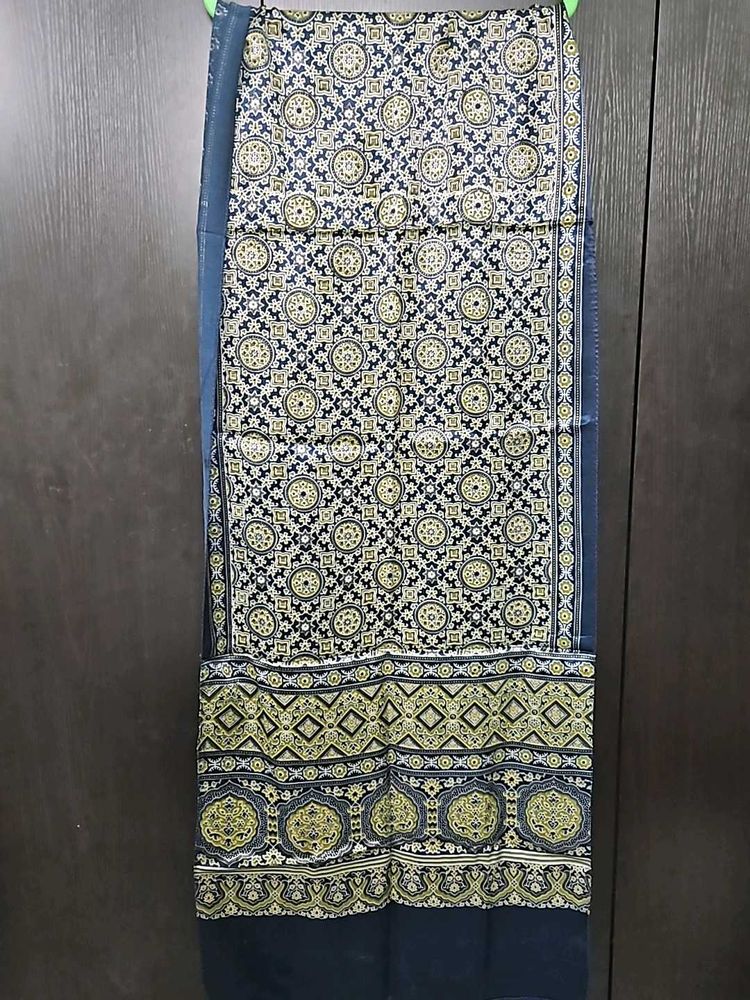Blue Ajrakh Printed Modal Silk Dupatta/stole