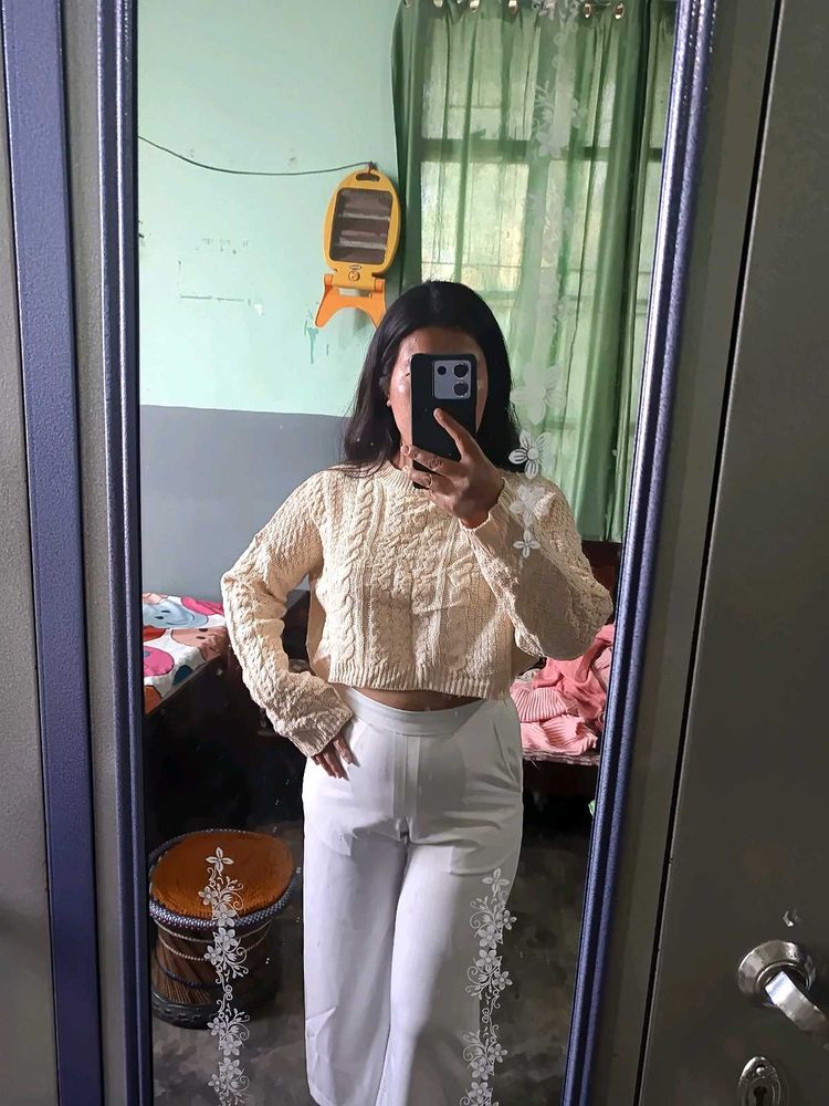 Oversized Crop Sweater For Size L