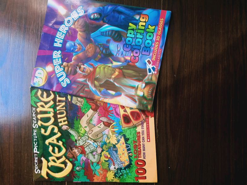Treasure Hunt And Super  Heros Copy Colouring Book