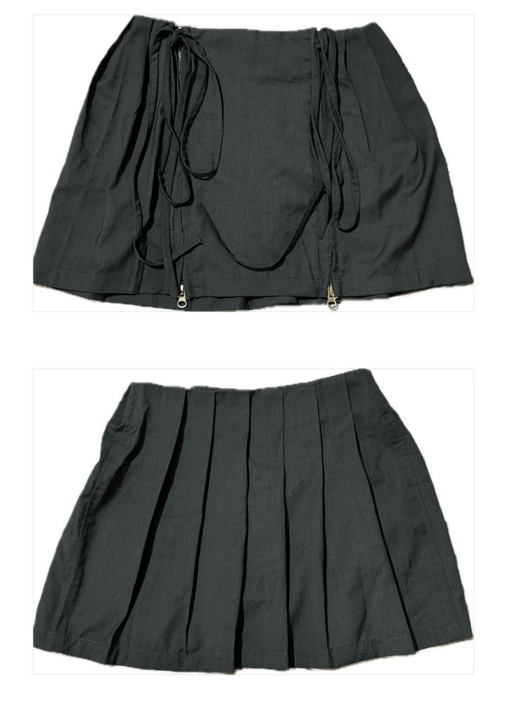 Y2K Grey Pleated Mini Skirt