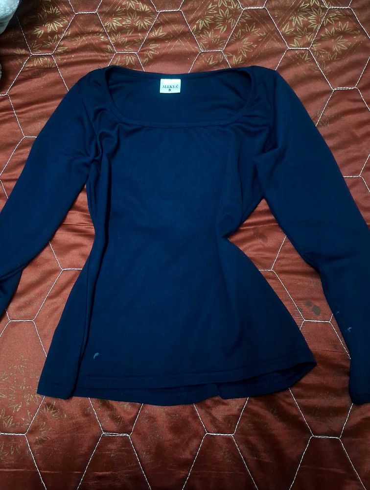 Navy Blue Long Sleeve Top